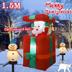 1.5M/5FTInflatable Model Santa Claus Automatic Up and Down Built-in LED Lights Christmas Courtyard Holiday Decoration Props