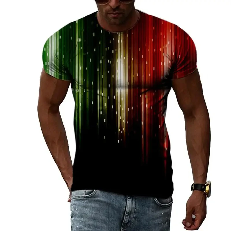 Fashion Men\'s T-shirt Multidimensional Graphic Tee For Men Casual 3D Print Harajuku Personality Round Neck Short Sleeve Top