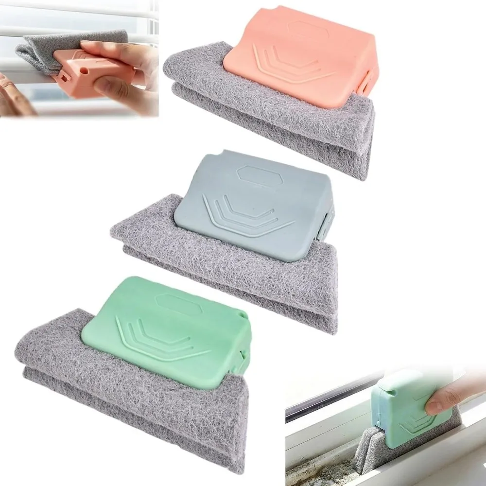 2 In 1 Window Track Cleaner Hand-held Scouring Pad Window Groove Cleaning Brush Brush Head Multipurpose Groove Cleaning Tool