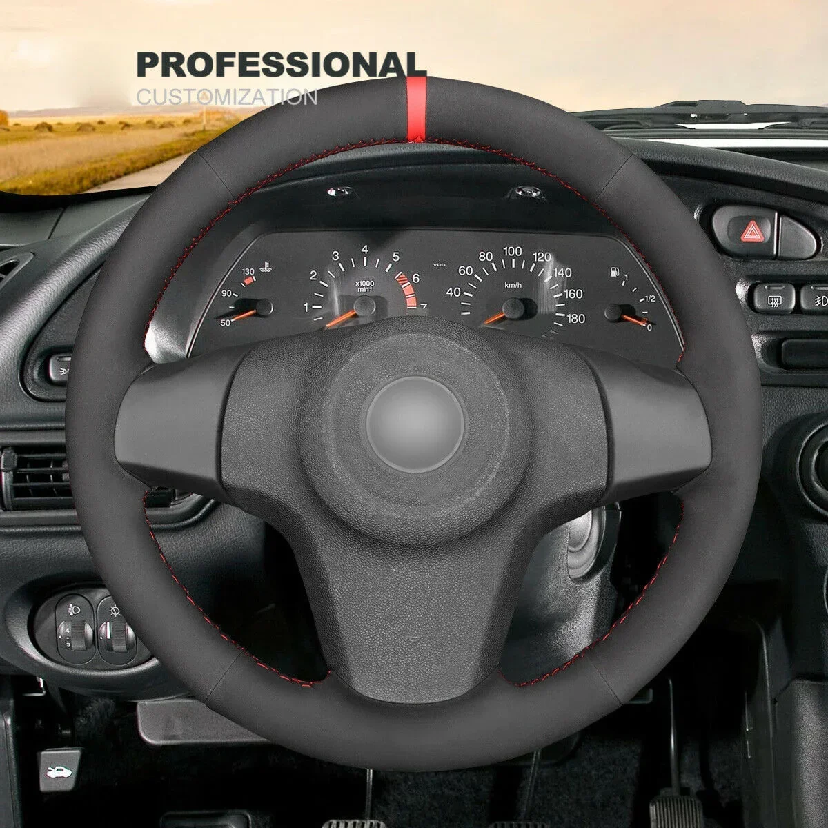 

DIY Hand Stitch Black Synthetic Suede Car Steering Wheel Cover For Chevrolet Niva Corsa Car Accessories