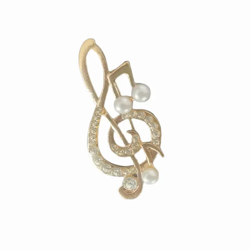 Delysia King Women Trendy Musical Note Pearl Brooch High-grade Crystal Fashion Clothing Accessories