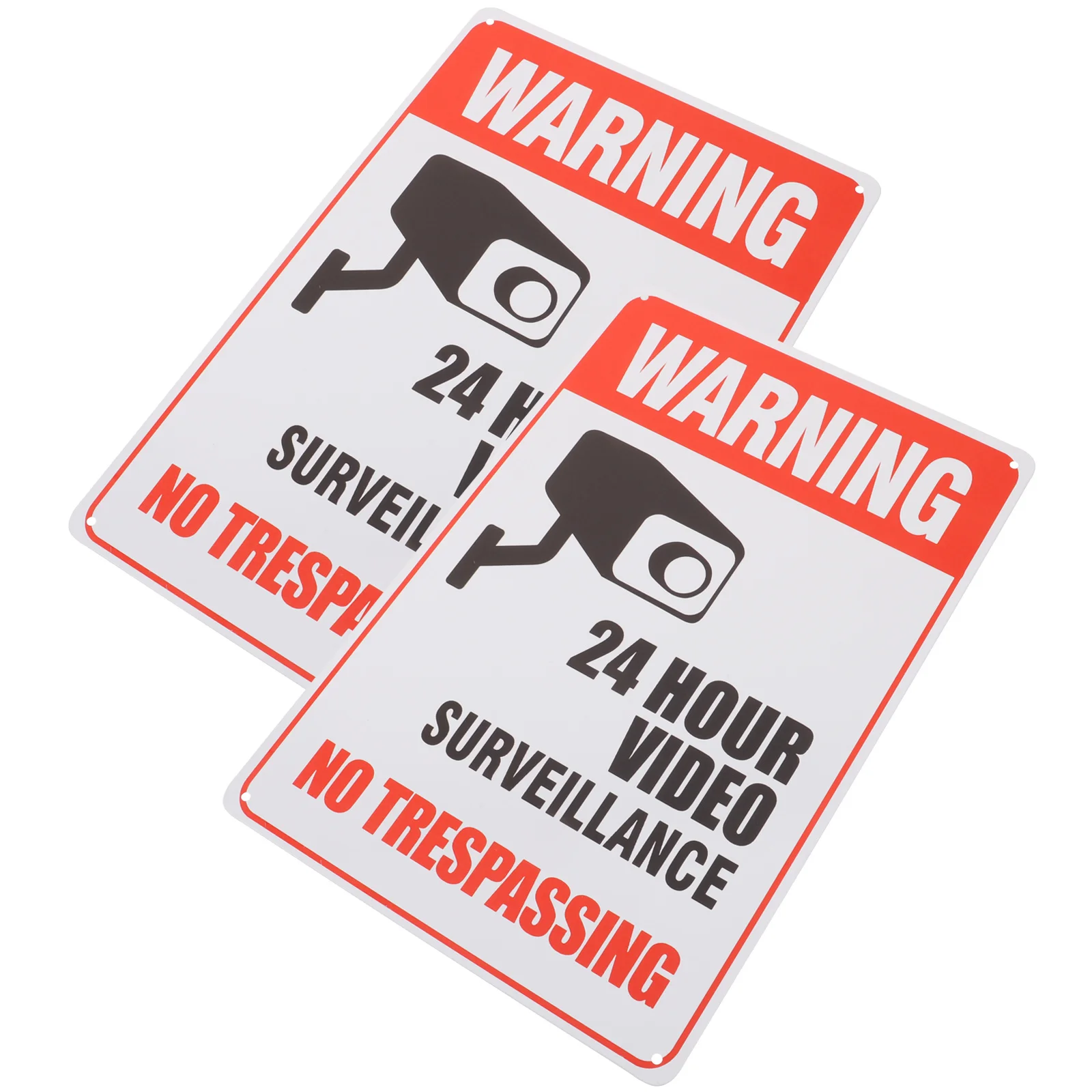 2 pcs No Trespassing Signs Metal Warning Sign For Home Security Camera Decor Outdoor Safety Use Video Caution Traffic Safety