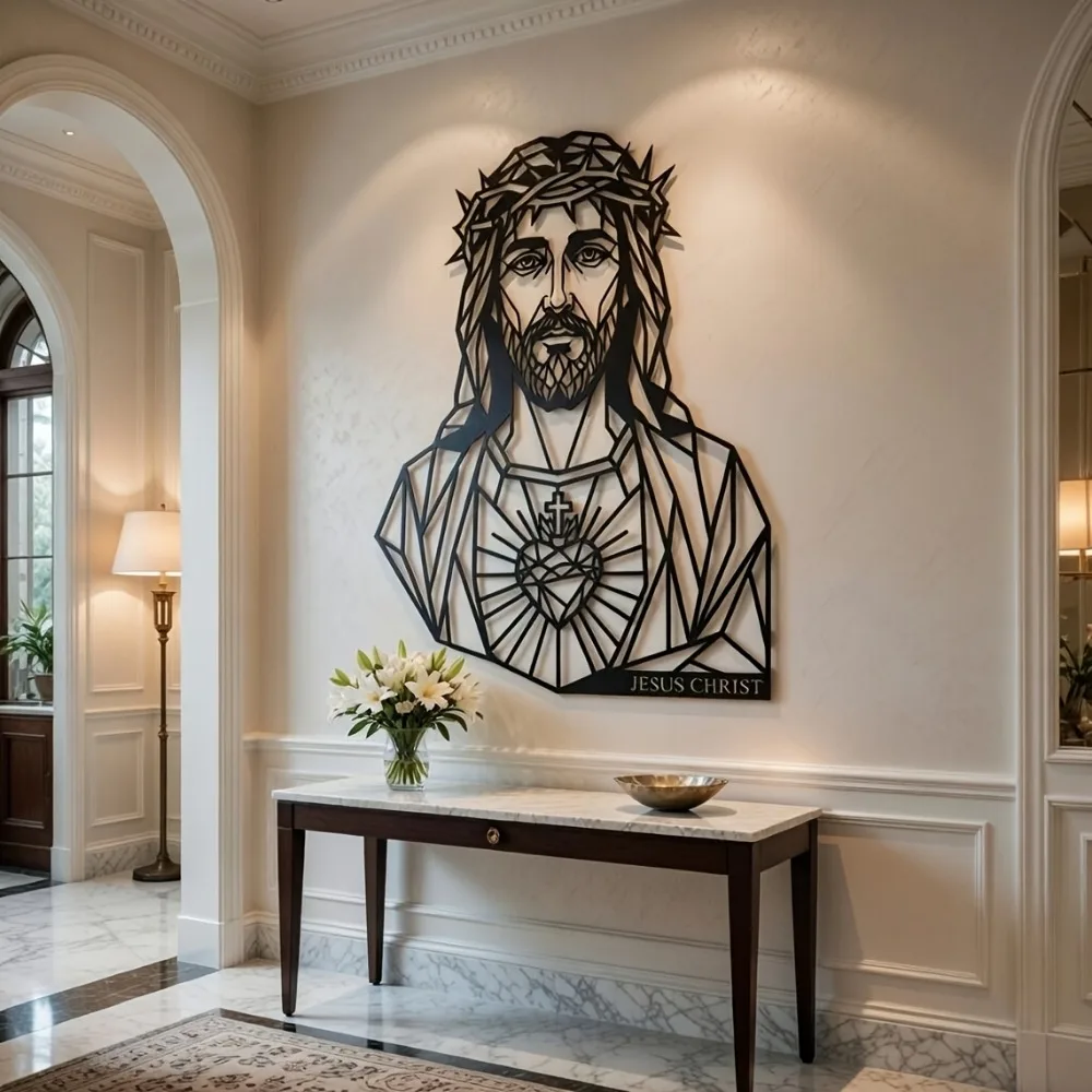 CIFBUY Iron Wall Art Jesus Christ Metal Sculpture Modern Decor Sign For Home Living Room Indoor Outdoor Yard