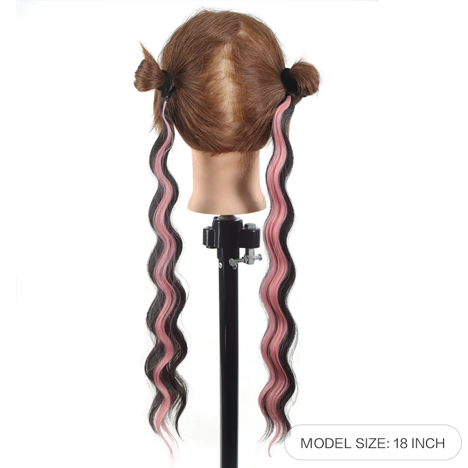 LUPU Colorful Highlight Curly Ponytail Synthetic Wig Rubber Band Style Curly Ponytail Wig Suitable for Women's Festival Wear image 6