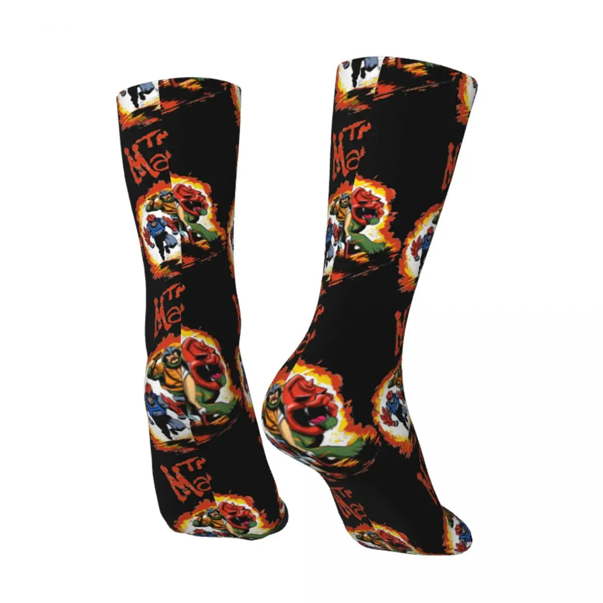 Funny Crazy Sock for Men Fire Hip Hop Harajuku Goose Game Monkey Plays Drama Happy Seamless Pattern Printed Boys Crew Sock