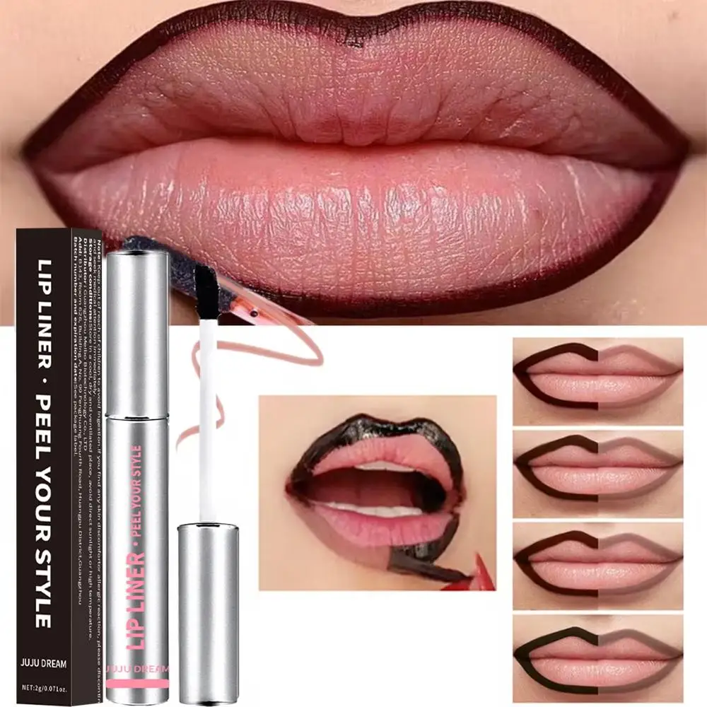 2 in 1 Peel-Off Lip Gloss & Lip Liner, Waterproof Matte Lip Tint, Long-Lasting Transfer-Proof Easy Define Lip Makeup