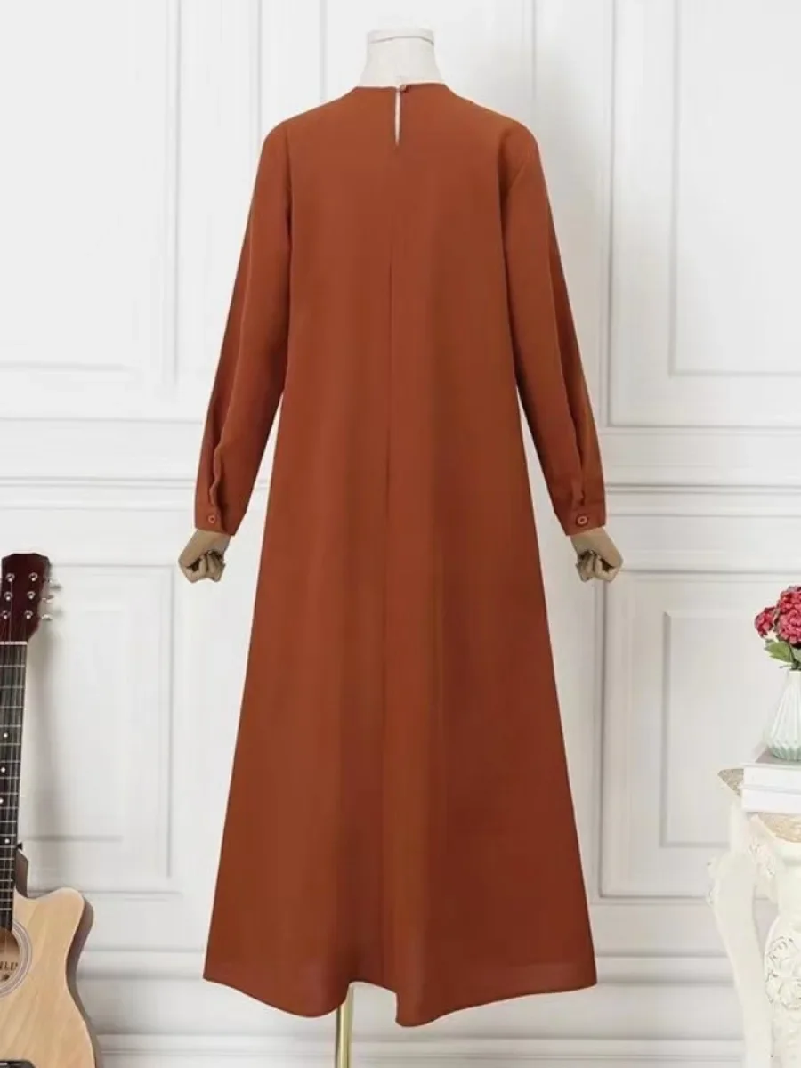 Vestido Largo musulmán Eid para mujer, Abaya marroquí, Ramadán, Abayas, caftán islámico, Color sólido, Dubái, árabe, modesto