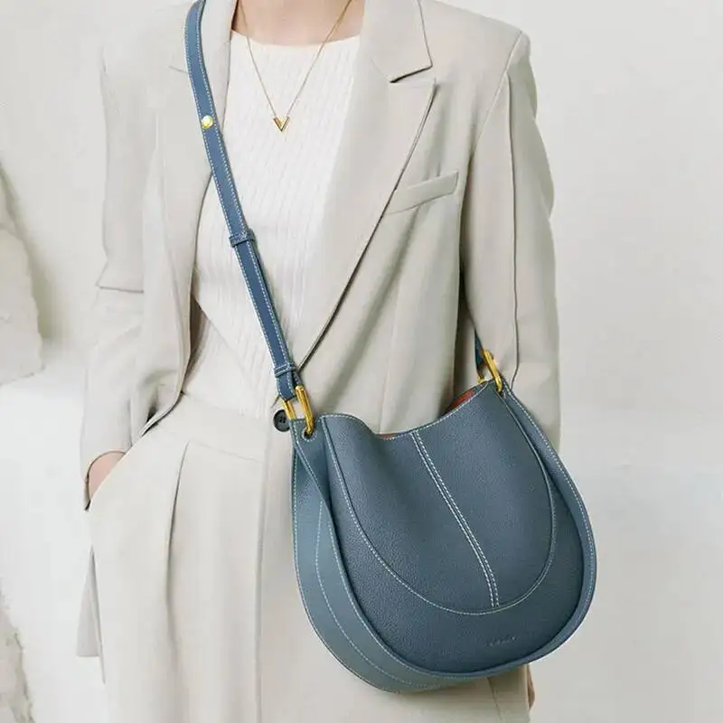 Bolso de hombro de diseñador de gran capacidad para mujer, bolsos de piel de vaca de calidad, bolsos cruzados para sillín