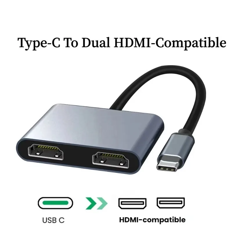 2/4포트 USB-C 허브, 듀얼 HD 분배기, 4K 60Hz 듀얼 스크린 확장, MacBook, 노트북, 휴대폰, PC용 Type-C 도킹 스테이션