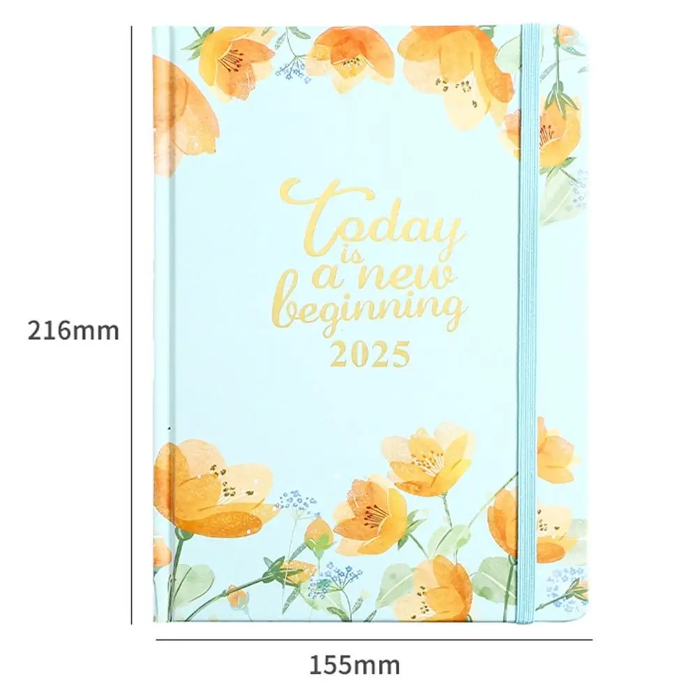 A5 2025 Planner Notebooks Thick Paper Cardboard Cover English Notebook Elastic Band Design Multifunction Datebook Stationery