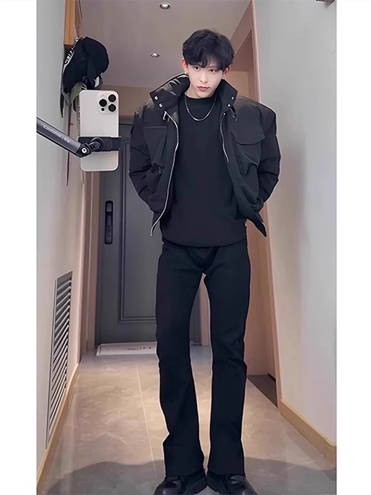 

Bomber Jaet Men's Winter Cotton Pilot Coat Oversized Outerwear Long Sve Zipper Closure Warmth Teen Casual Faion