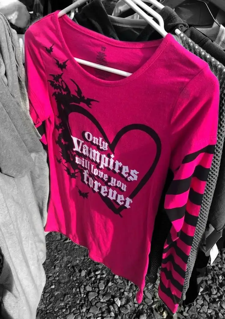 

T shirt Women Punk Long sleeves Pink High Street Hip Hop Emo Girl Graphic Tee Top Grunge Clothes Vintage 90s Aesthetic T shirts