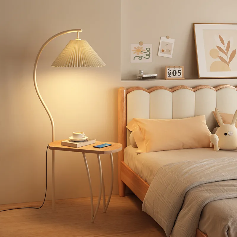 

Coffee Wood Table Design E27 Led Floor Lamps for Living Room Sofa Beside Standing Lamp Reading Light Bedroom Bedside Lights