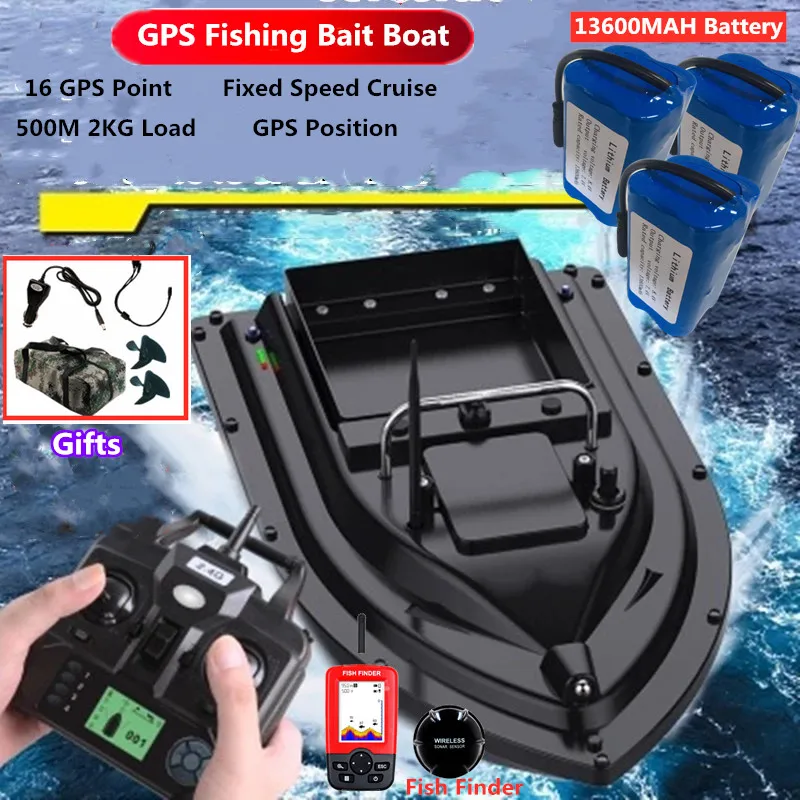 

500m 2KG Load GPS Position RC Fishing Bait Boat With Flash LED Light Fixed Speed Cruise 16 GPS Point GPS Nesting Boat VS D18B V1