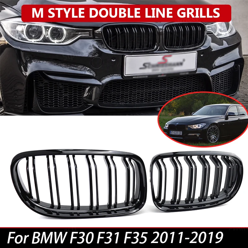 

Car Front Bumper Grilles Kidney Racing Grill for BMW 3 series F30 F31 F35 2011-2019 Double Slat Replacement Grille