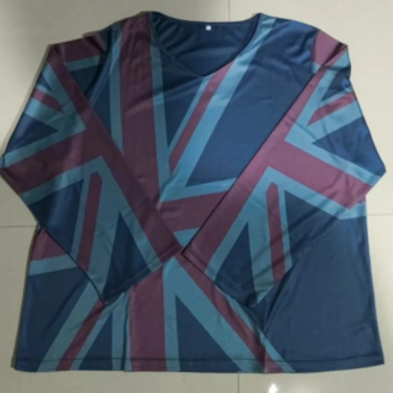 

Retro printing British style pattern V-neck long-sleeved top for women Gothic casual loose autumn clothes men and women T-shirt