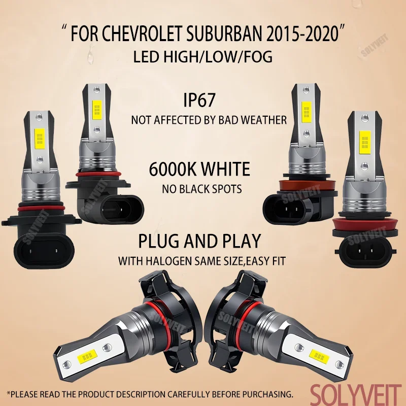 

Stick with Dim Halogens, or Choose 200% Brighter LED Bulb HB3/H11/H16 For Chevrolet Suburban 2015 2016 2017 2018 2019 2020