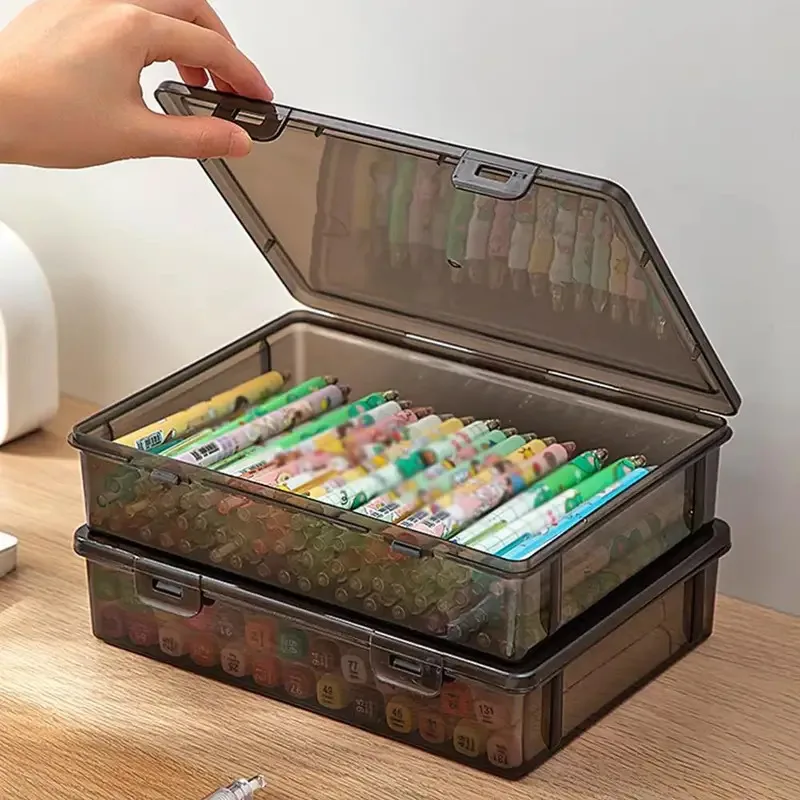 1pc Document Organizer Box Black Transparent Simple Certificate File Box Container Dust Proof Storage Case For Easy Organization