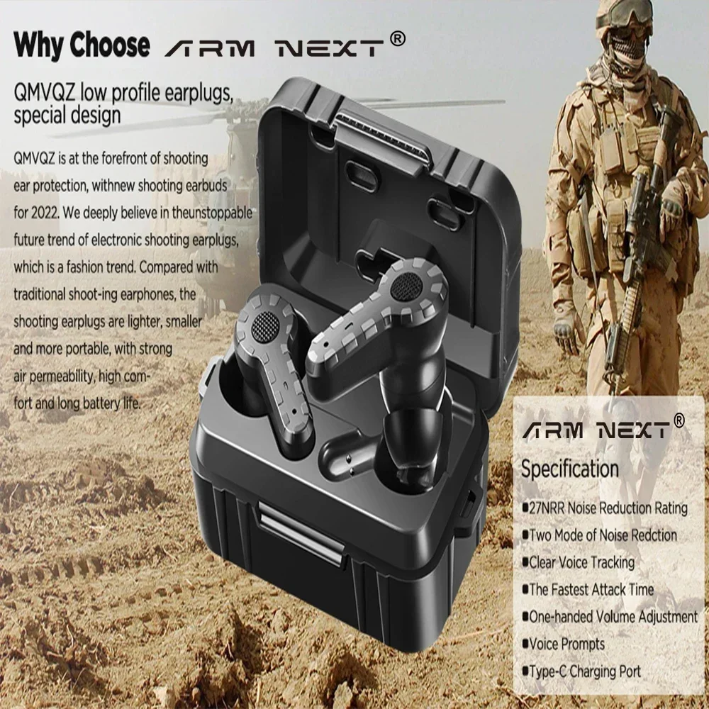 New Generation Shooting Ear Protection NRR 27dB Hearing Protection Earbuds Electronic Shooting Earplugs