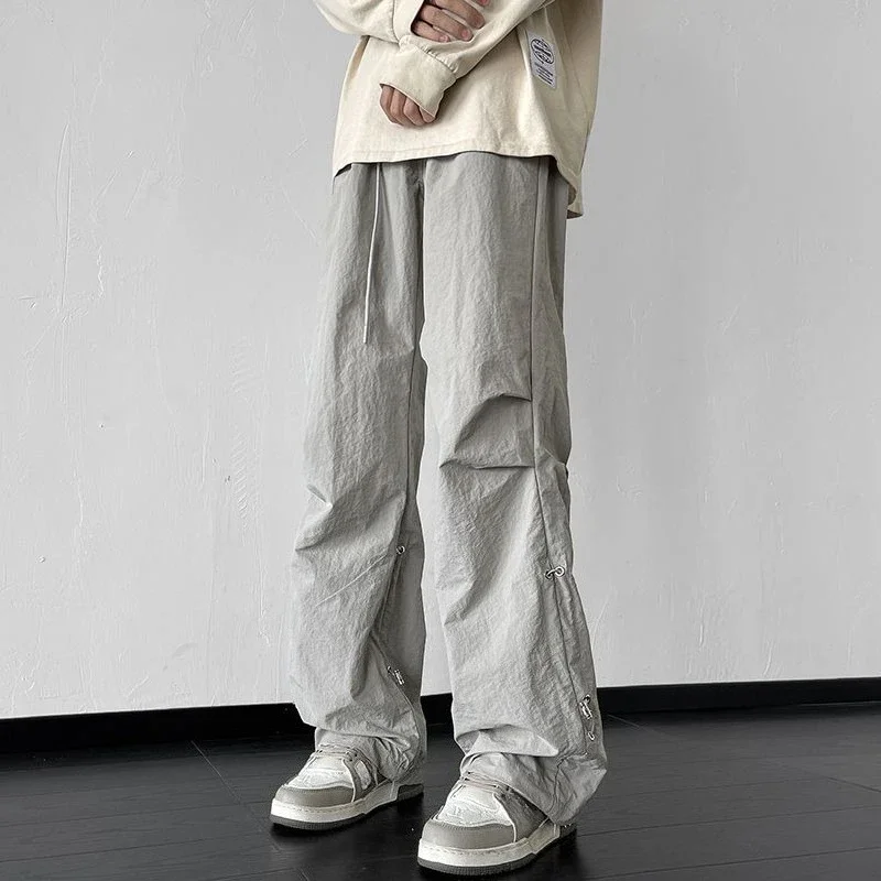

Grey Outdoor Trousers Man Spring Summer Korean Style Regular Fit Luxury Designer Emo Long Harajuku Fashion Cargo Pants for Men