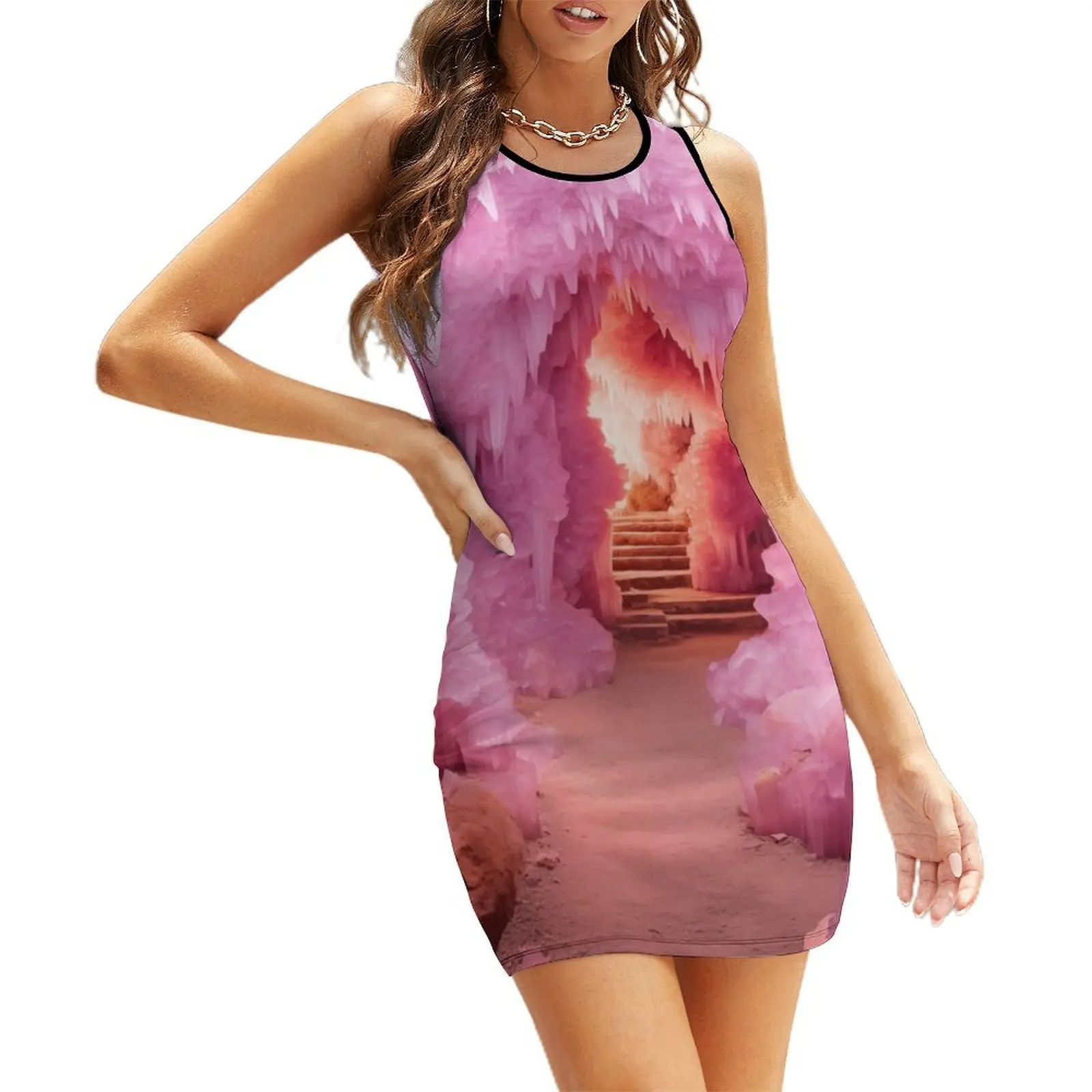 

Divine Rose quartz crystal cave (1) Sleeveless Sundress women evening dress sensual sexy dress for women women's dresses luxury