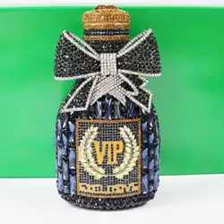 Fashion Crystal Diamond Champange Bottle Box Chain Clutch Bags Original Bling Golden Pouch Ladies Evening Bags Prom Purse sm249