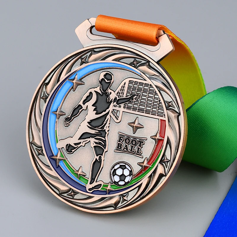 School Sports Football Competition Medal Games Prizes Gold Silver Bronze Medals Trophy Commemorative Medal for Souvenir Gift