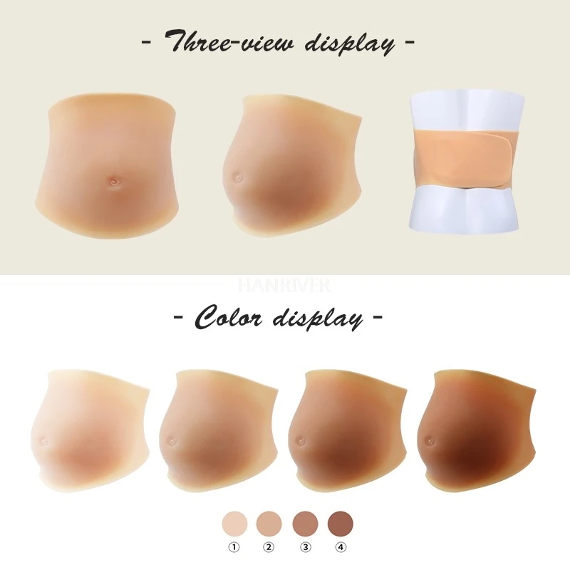 リアルなシリコン製の偽の妊娠腹、ストレッチマーク付き、写真/ビデオ撮影用マタニティシミュレーション小道具