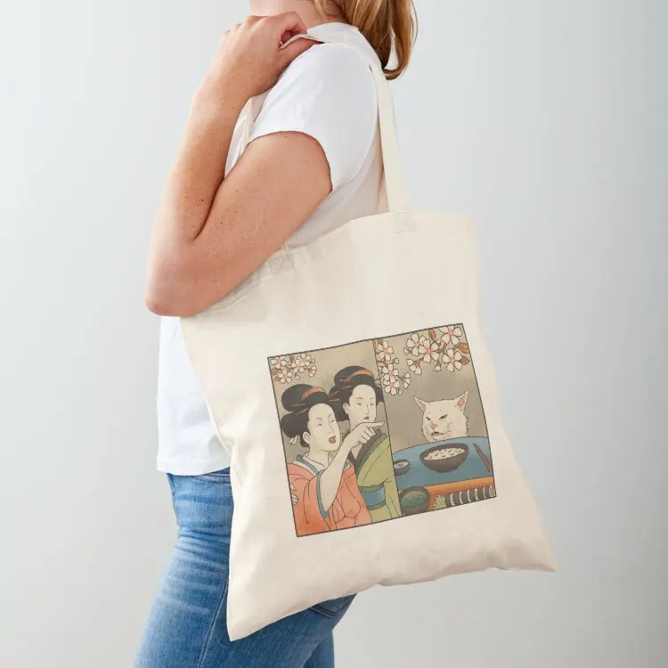 

Japanese woman yells at cat meme Tote Bag shopping bags foldable reusable grocery bags Portable shopping bag Big bag women