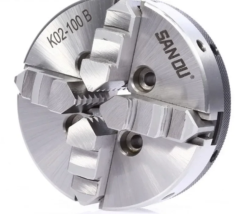 100mm 4 "bubut Chuck empat rahang mini Self-Centering SANOU K02-100B untuk CNC bubut kayu manik-manik Buddha
