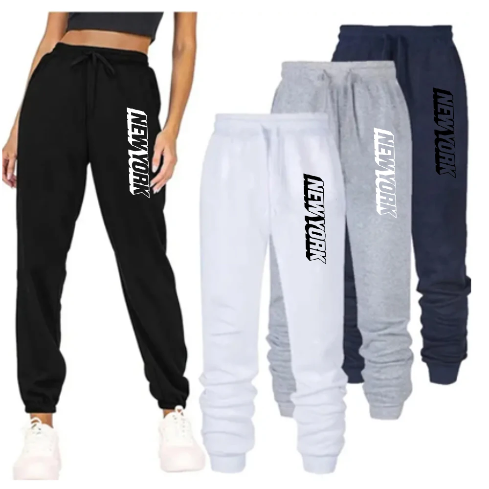

New York Printed Sweatpants for Women's High Grade Home Outdoor Comfortable Soft Trousers Four Season Casual Sport Pants