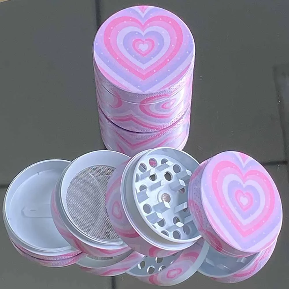 1pcs Pink Heart Grinder Crusher Strawberry Spice Mill 40mm/50mm Girly Smoking Accessories Christmas Grilfriend Gift