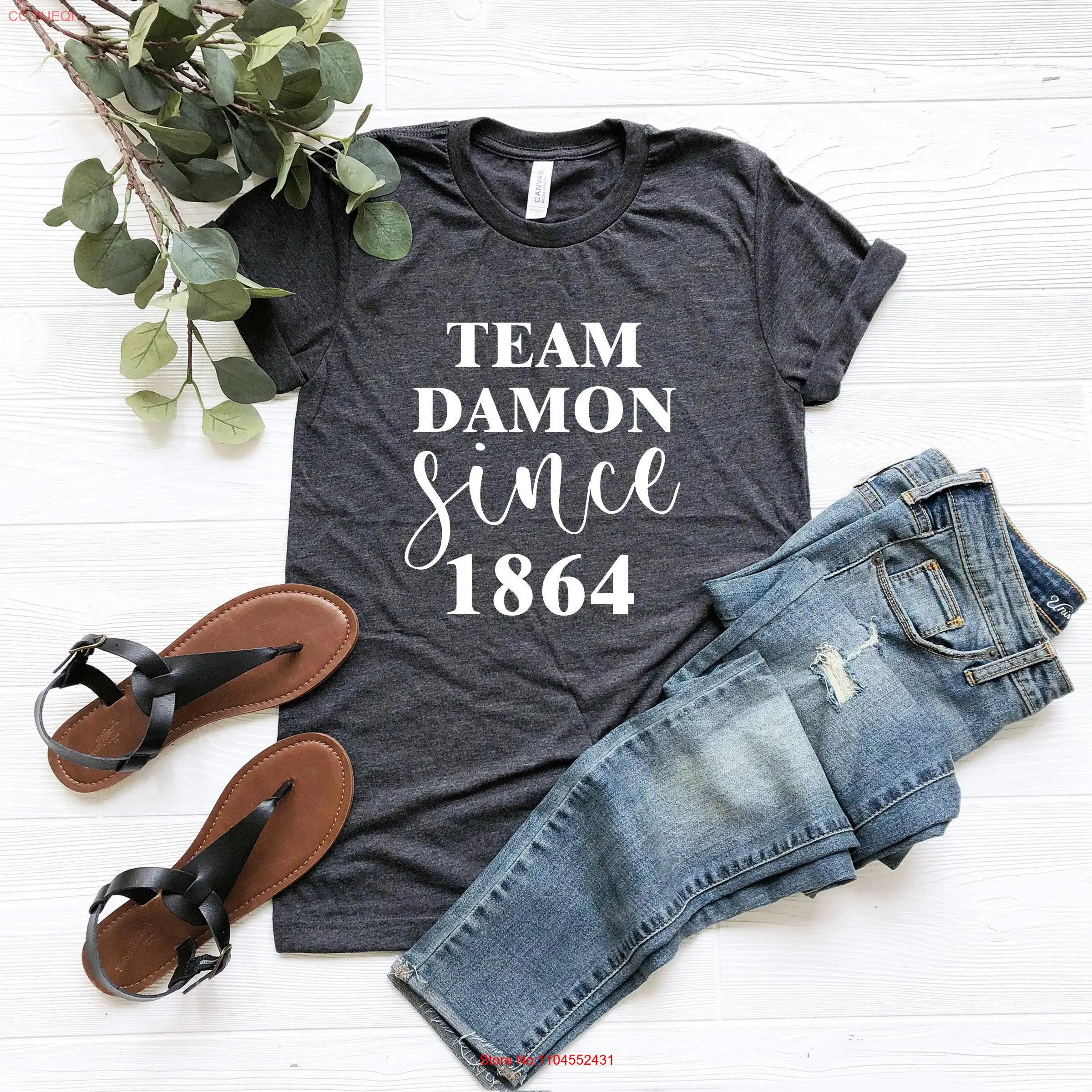 Team Damon Since 1984 Mystic Falls Timberwolves T Shirt Vampire Diaries Crewneck Pullover Netflix Salvatore Elena Gilbert