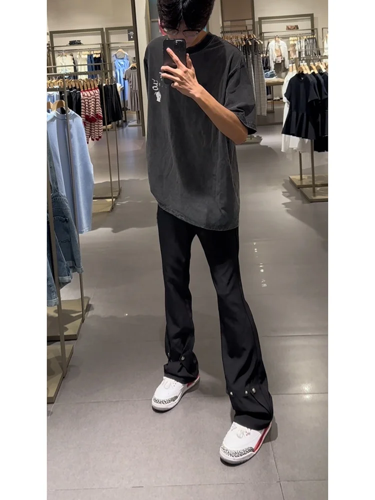 

Мужские летние тонкие брюки Cleanfit Ice Silk с микро-клешем и заклепками, быстросохнущие, для работы, свободного кроя, повседневные