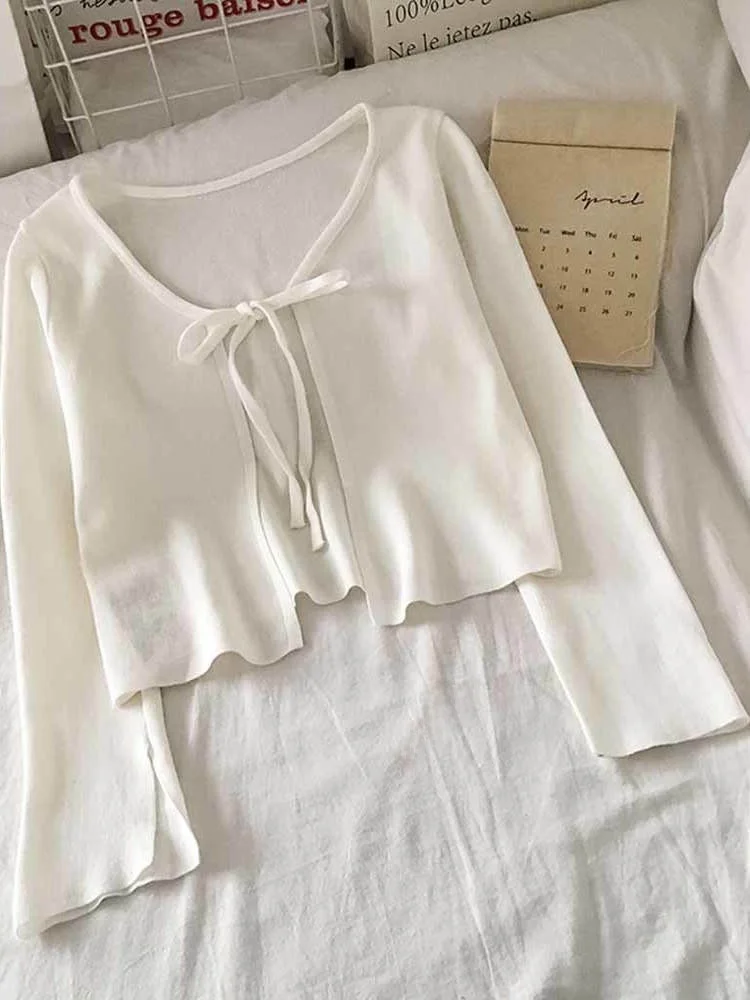 

Simple Knit awl with Belt Women's Sle Street Faion Slim Fit Hollow out Long Sve Sweater Moisture ng Pure Color