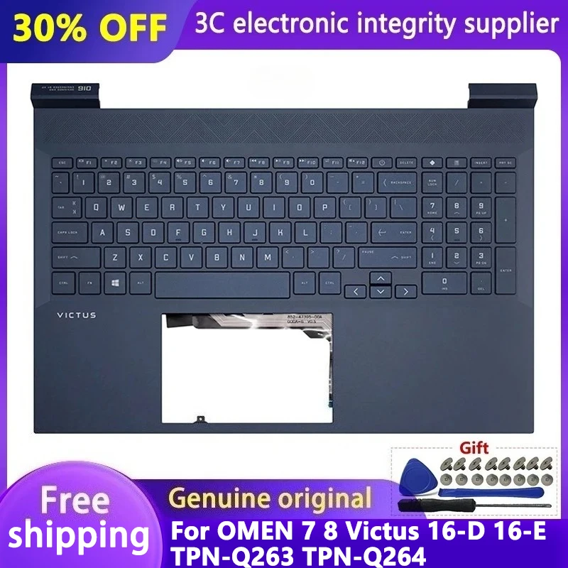 

Original New US/SP Keyboard For OMEN 7 8 Victus 16-D 16-E TPN-Q263 TPN-Q264 Laptop Backlit Palmrest keyboard Top Case Blue