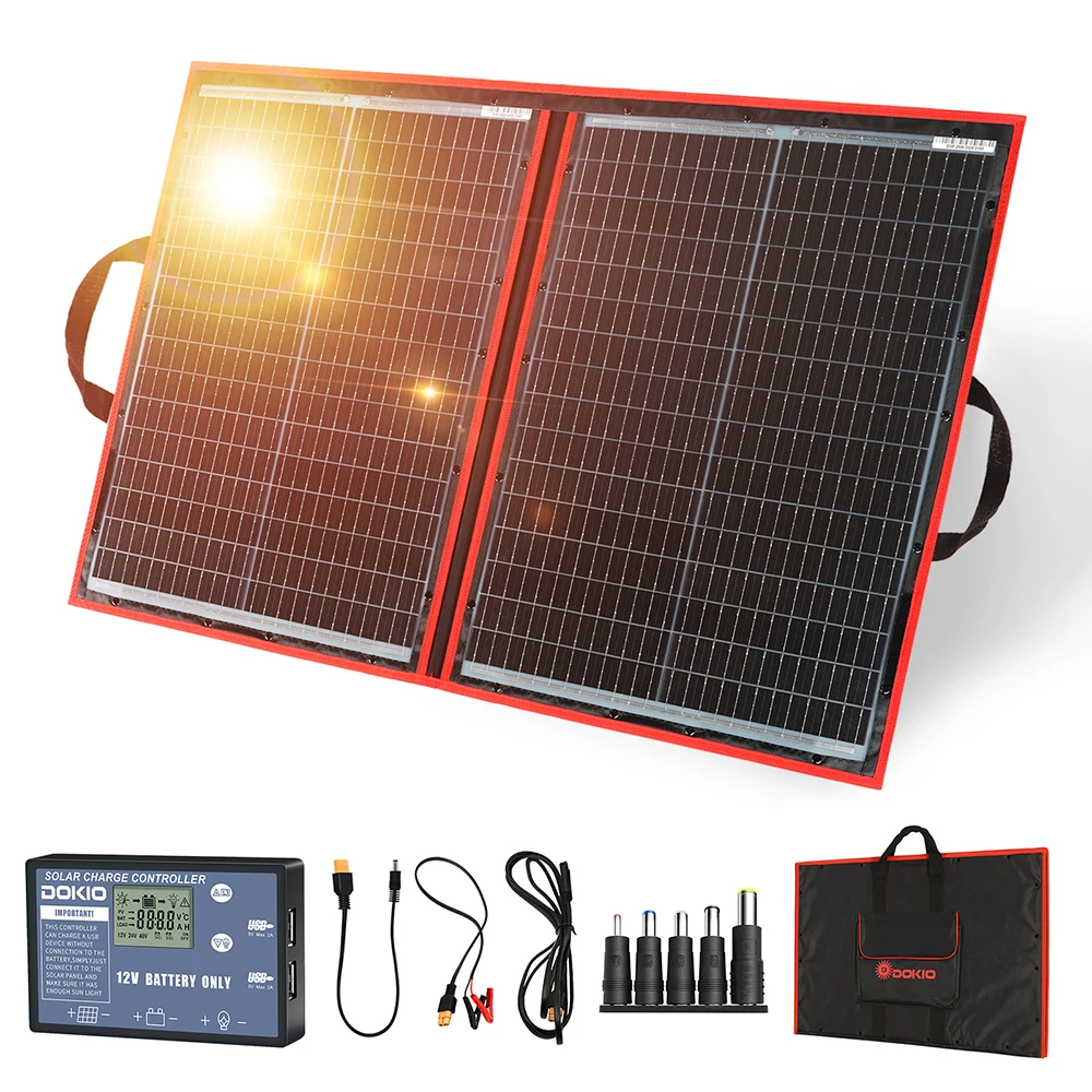 Dokio 18V 97W 150W 195W 295W Draagbaar Opvouwbaar Zonnepaneel Met 12V Controller Flexibel Zonnepaneel Voor Huis Camping Reizen