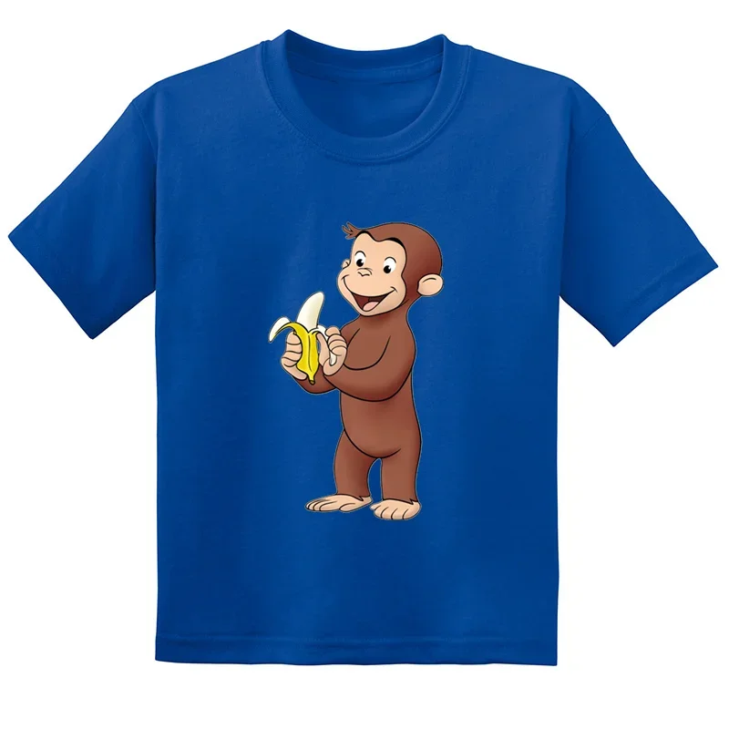 New Arrival Summer Kids T shirt Curious George Cute Monkey Graphic Cartoon Funny Baby Boys Girls Clothes Children Cotton T-Shirt