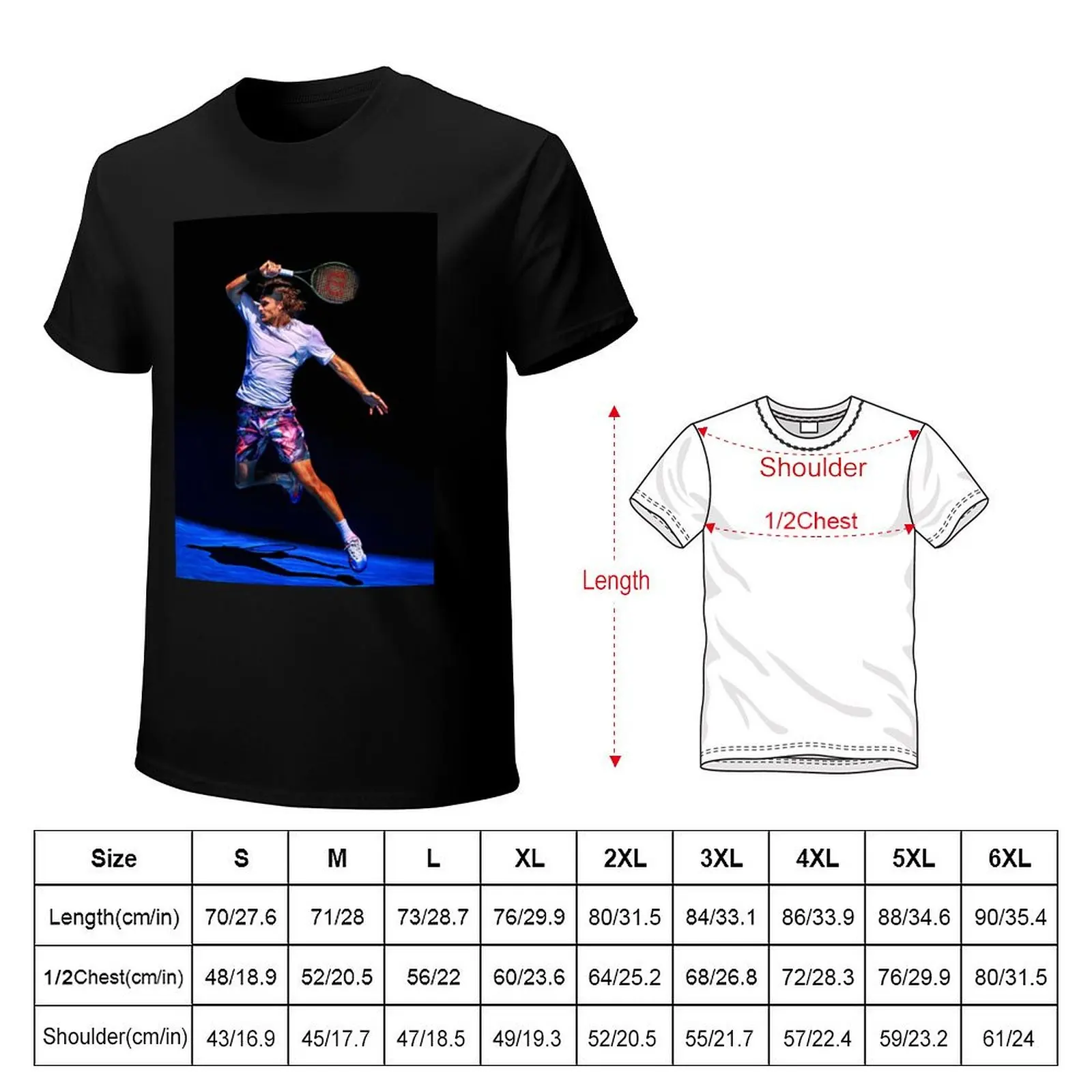 Stefanos Tsitsipas of Greece plays forehand at Australian Open 2023. Digital artwork print wall poster. Tennis fan art g T-Shirt