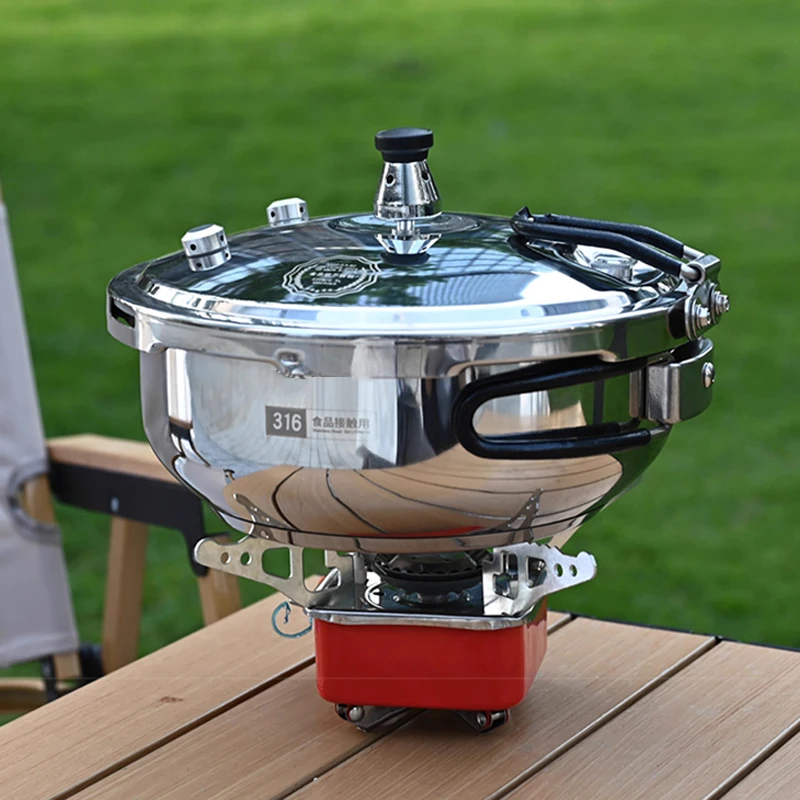 Outdoor-Schnellkochtopf, tragbar, 316er Edelstahl, dick, Camping, Mini, selbstfahrender Plateau-Kochen, Schnellkochtopf, klein