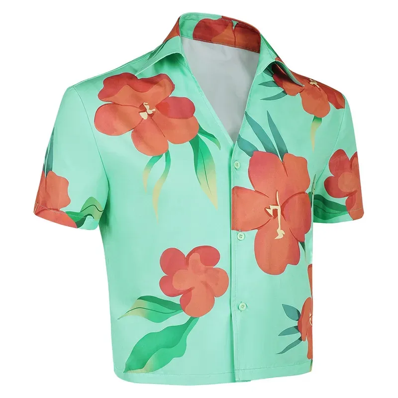 

25COSAbby Demon Hunter of KPop Cosplay Green T-Shirt Costume Men Disguise Flower Printed Top Male Adult Halloween Party Carnival