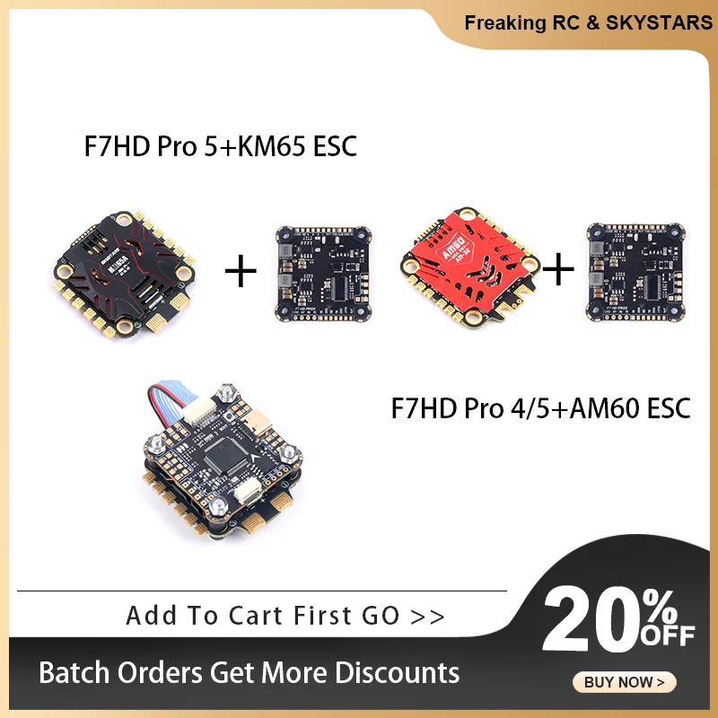Skystars F7HD Flight Controller FPV KM65 AM60 128K 4IN1 ESC Jupiter AM-32 Stack DShot1200 for FPV Racing Drone