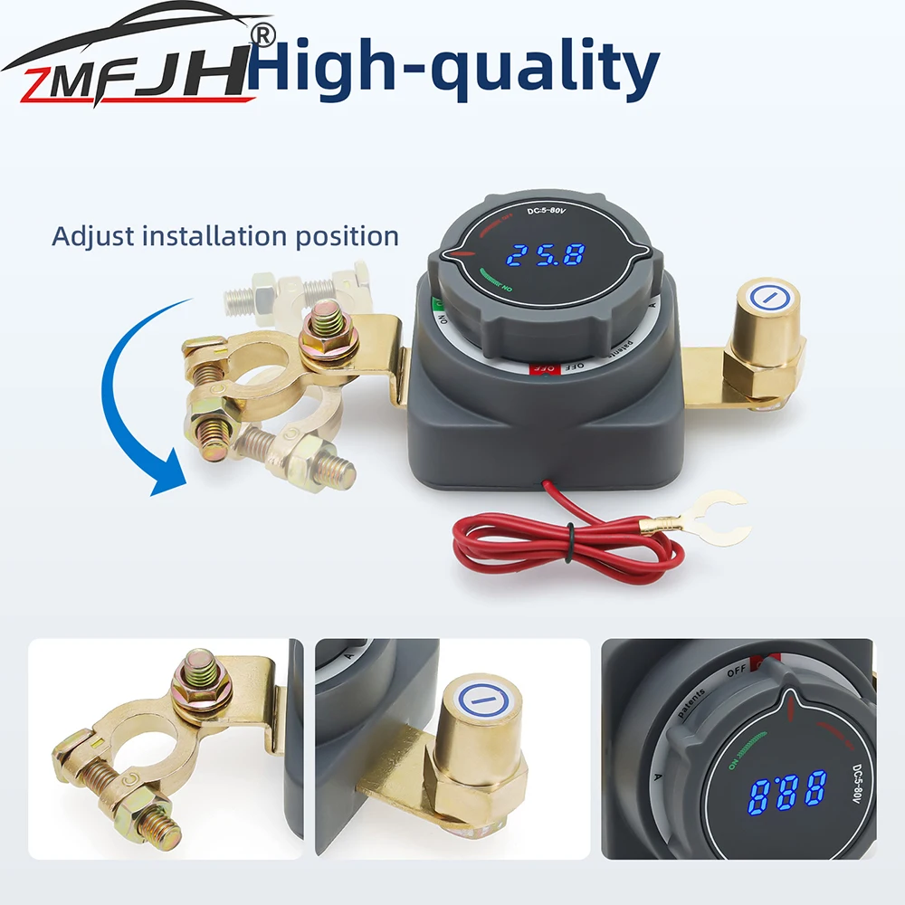 

300A Battery Disconnect Switch On Off Kill Switch Power LED Voltage Display For Marine Boat RV Car Truck Accessories 12-48V