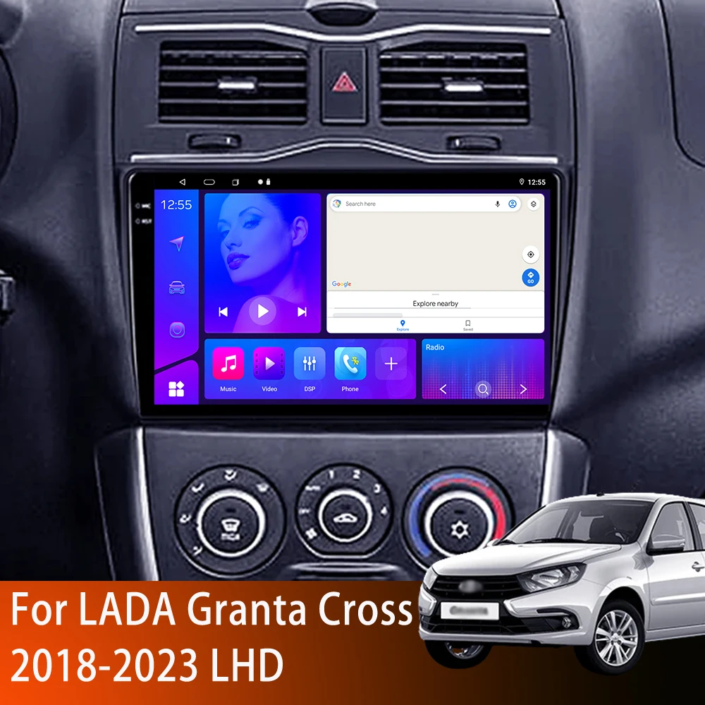 Android 14 For LADA Granta Cross 2018-2023 LHD AutoCar Radio Carplay Auto Multimedia Video Player stereo Navigation GPS No 2din