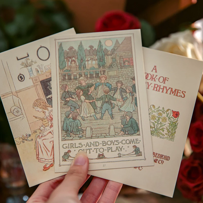 30Pcs/box Fairy Tale Book Series Boxed Postcards Retro Fairy Tale Book Style Retro Text Cartoon Travel Souvenir Message Postcard