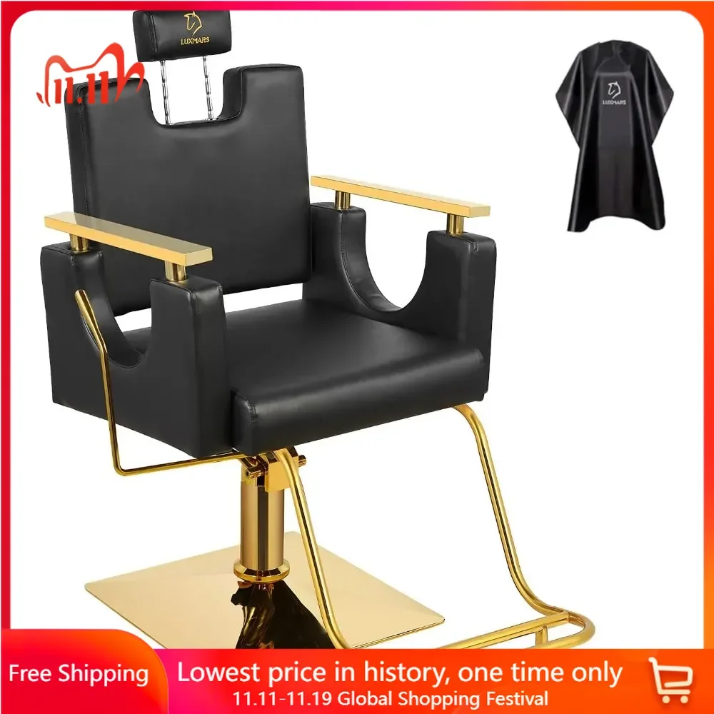 Salon Chair, Hydraulic Rolling Swivel Chairs Reclining Chairs 360 Degree Swivel, Barber Chair