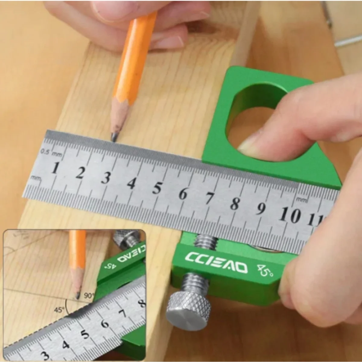 Steel Ruler Positioning Block Aluminum Alloy - 45/60/90 Degree Angle Scriber Line Marking Gauge for Ruler Locator Measuring Tool