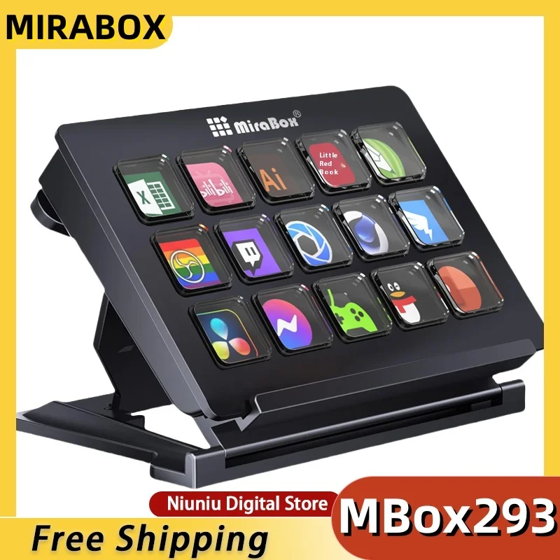 Mirabox streamdeck with screen customizable 15-key game keypad macro keys visual live broadcast console