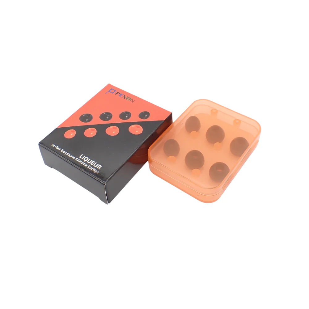 Penon Liqueur Black/Orange 4.5mm HiFi Silicone Eartips S/M/L/XL for 4.0-6.5mm Nozzle IEM Earphones (3Pairs)  with Package