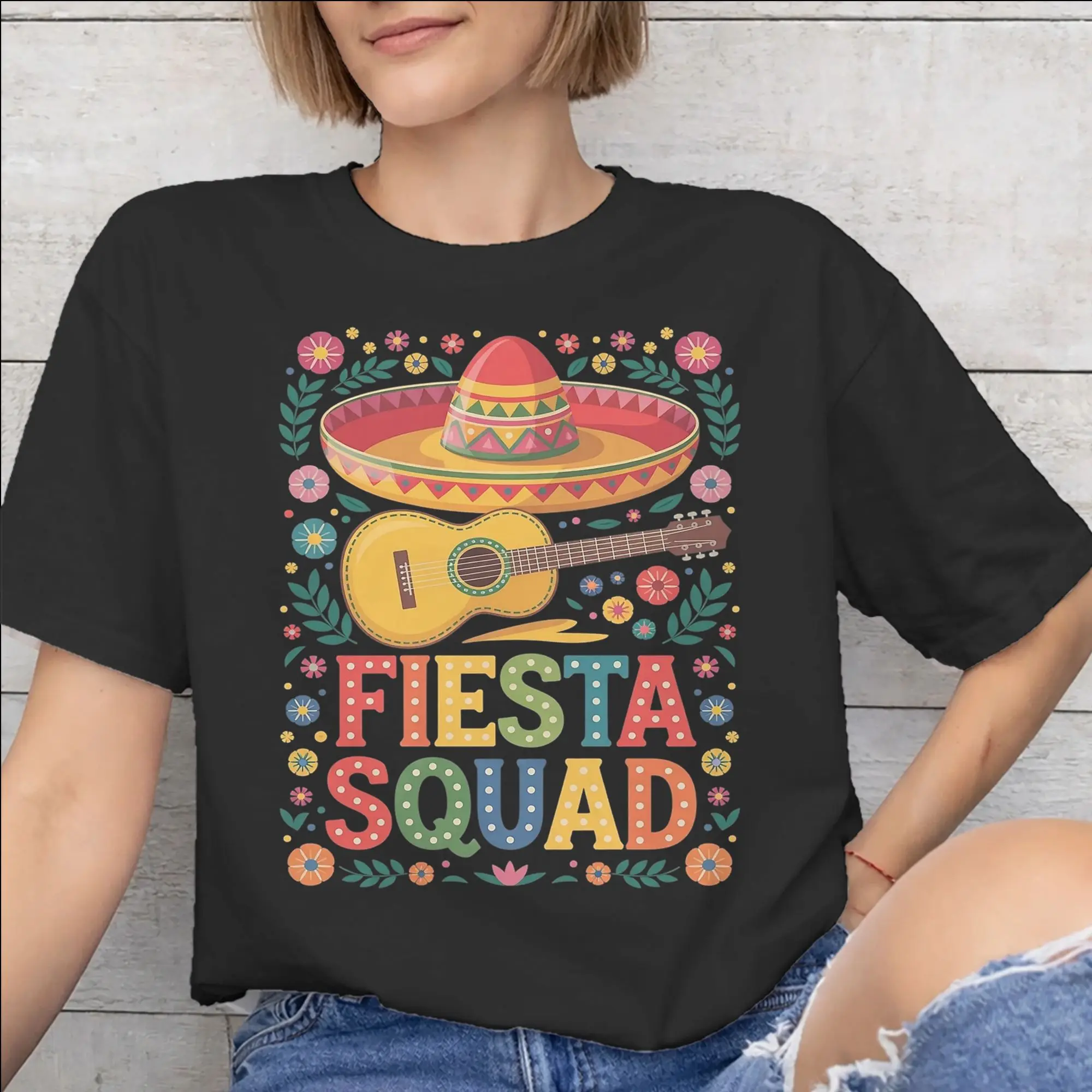Men Women Fiesta Squad Cinco De Mayo T Shirt Pure Cotton Printed T-Shirt  Clothing Outfits